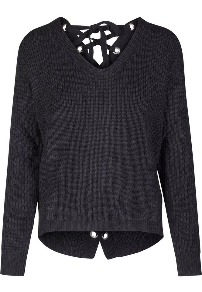 URBAN CLASSICS Rundhalspullover Urban Classics Damen Ladies Back Lace Up Sweater (1-tlg) von URBAN CLASSICS