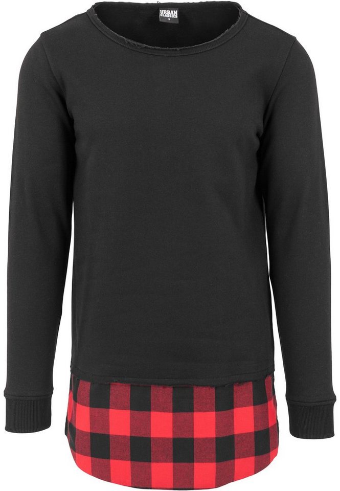 URBAN CLASSICS Rundhalspullover Urban Classics Herren Long Flanell Bottom Open Edge Crewneck (1-tlg) von URBAN CLASSICS