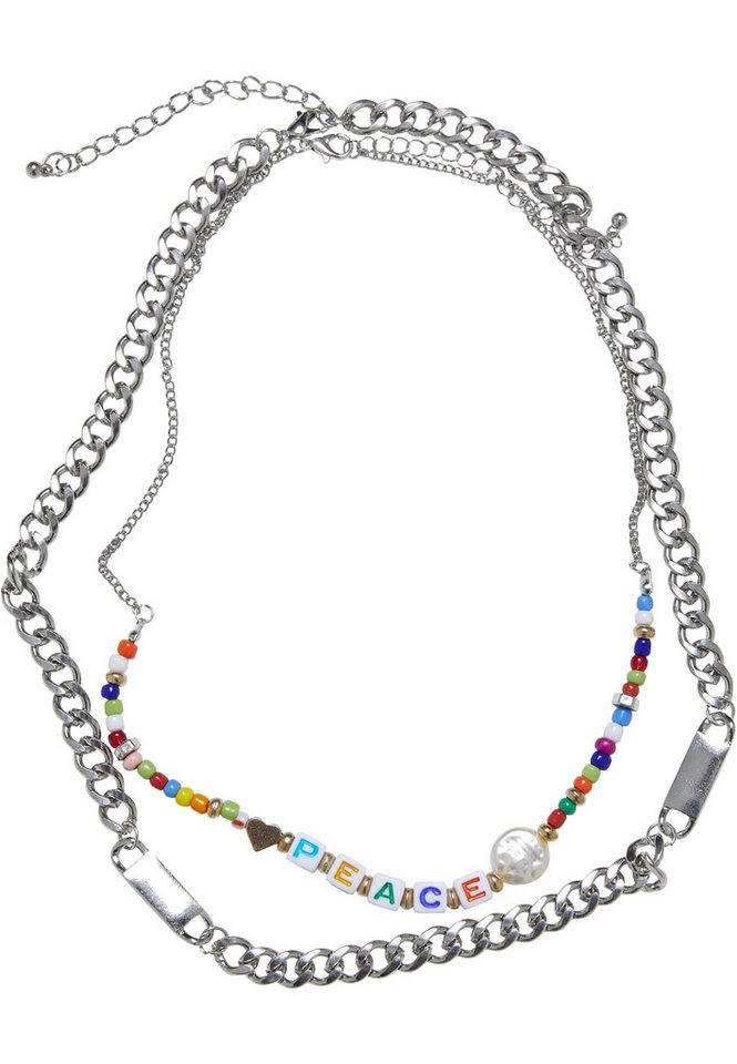 URBAN CLASSICS Edelstahlkette Urban Classics Unisex Peace Bead Layering Necklace 2-Pack von URBAN CLASSICS