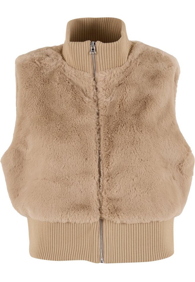 URBAN CLASSICS Steppweste Urban Classics Ladies Cropped Faux Fur Vest von URBAN CLASSICS
