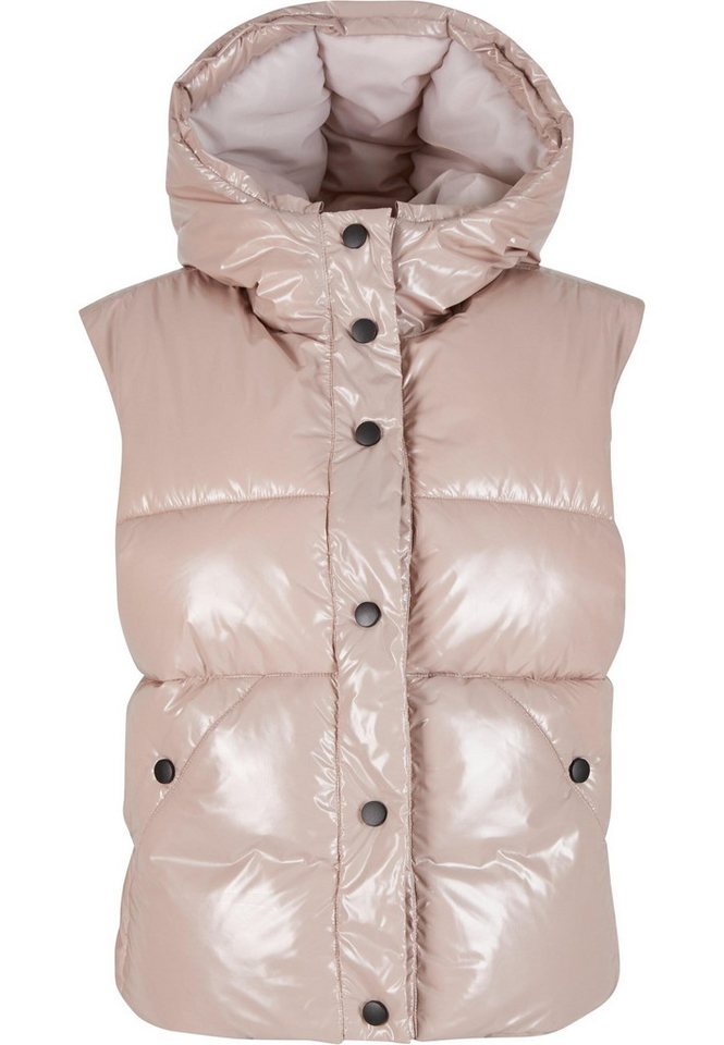 URBAN CLASSICS Steppweste Urban Classics Ladies Recycled Shiny Puffer Vest with Hood von URBAN CLASSICS