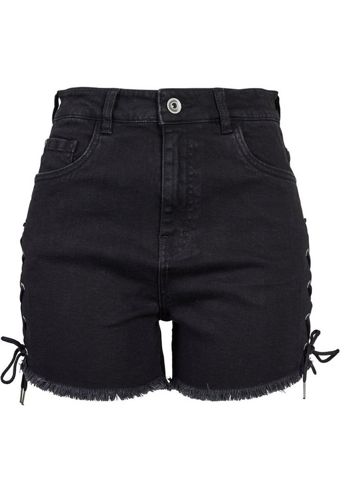 URBAN CLASSICS Stoffhose Urban Classics Damen Ladies Highwaist Denim Lace Up Shorts (1-tlg) von URBAN CLASSICS
