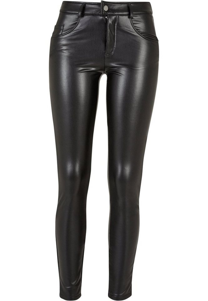 URBAN CLASSICS Stoffhose Urban Classics Damen Ladies Mid Waist Synthetic Leather Pants (1-tlg) von URBAN CLASSICS
