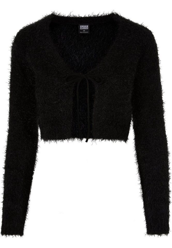 URBAN CLASSICS Strickjacke Urban Classics Damen Ladies Tied Cropped Feather Cardigan (1-tlg) von URBAN CLASSICS