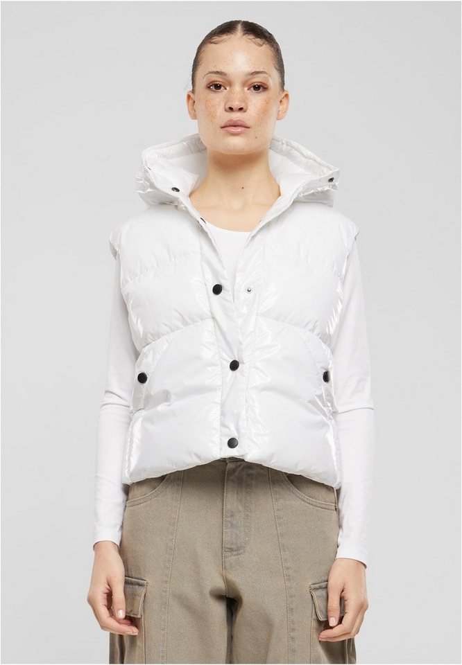 URBAN CLASSICS Sweatweste Ladies Recycled Shiny Puffer Vest With Hood von URBAN CLASSICS