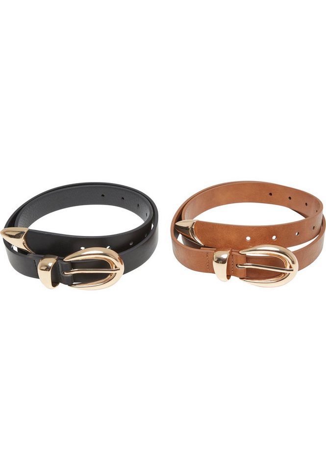 URBAN CLASSICS Synthetikgürtel Urban Classics Chunky Buckle Loop Synthetic Leather Belt 2-Pack von URBAN CLASSICS