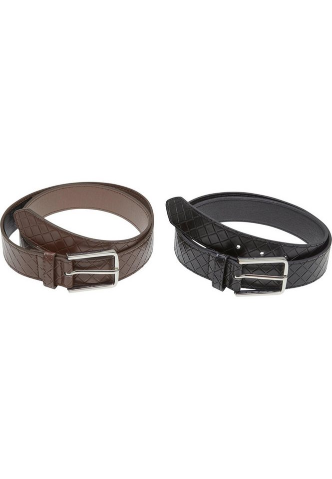 URBAN CLASSICS Synthetikgürtel Urban Classics Woven Embossed Synthetic Leather Belt 2-Pack von URBAN CLASSICS