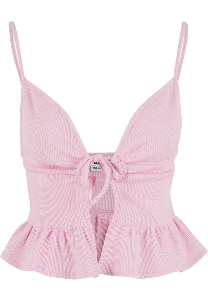 URBAN CLASSICS T-Shirt-BH Urban Classics Damen Ladies Waffle Pique Ruffle Top von URBAN CLASSICS