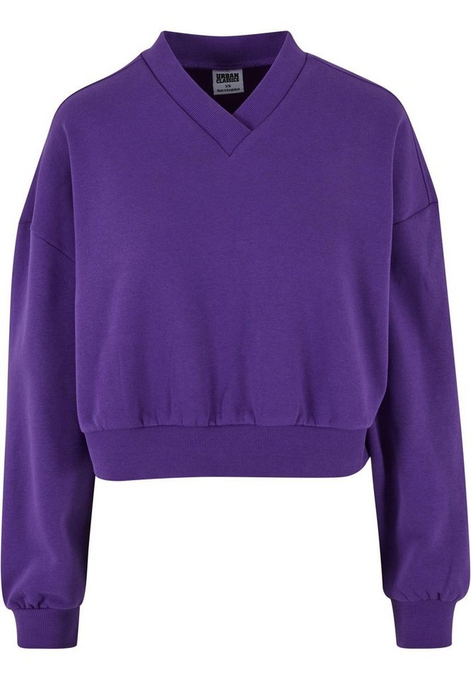 URBAN CLASSICS Sweater Urban Classics Damen Ladies Cropped V-Neck von URBAN CLASSICS