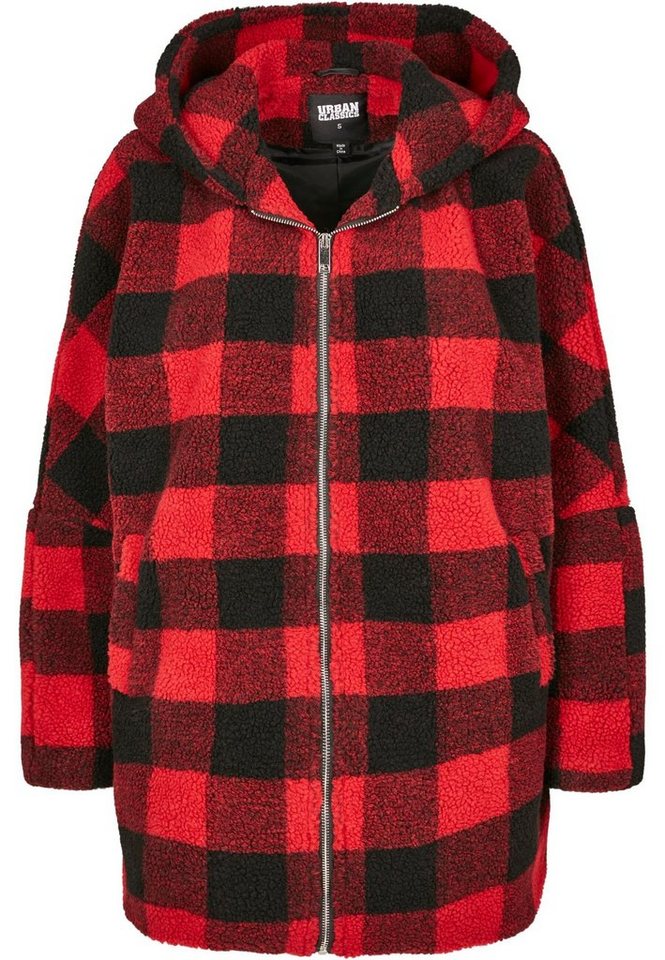 URBAN CLASSICS Winterjacke Damen Ladies Hooded Oversized Check Sherpa Jacket (1-St) von URBAN CLASSICS