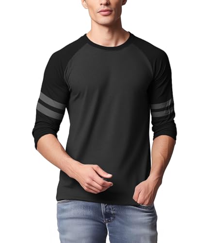 URBAN CREST Herren-Baseball-Shirt, weicher Pullover, langärmelig, perfekt für den täglichen Gebrauch oder Freizeitveranstaltungen, Baseball-T-Shirt in Anthrazit und Schwarz, Mittel von URBAN CREST