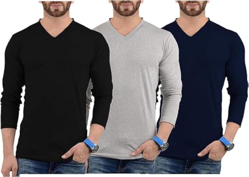 URBAN CREST Herren-T-Shirt mit V-Ausschnitt, leichtes und weiches Pullover-T-Shirt mit langen Ärmeln, perfekt für den täglichen Gebrauch oder lässige Veranstaltungen, 3er-Pack – Lgs Set 3 Shirt mit von URBAN CREST