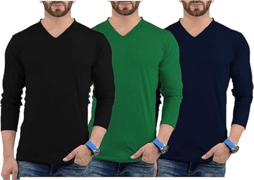 URBAN CREST Herren-T-Shirt mit V-Ausschnitt, leichtes und weiches Pullover-T-Shirt mit langen Ärmeln, perfekt für den täglichen Gebrauch oder lässige Veranstaltungen, 3er-Pack – Lgs Set 4 Shirt mit von URBAN CREST