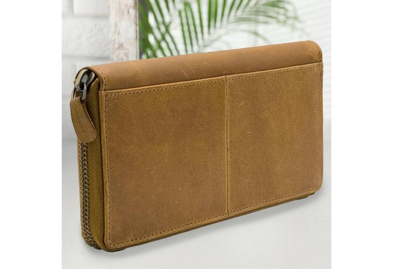 URBAN FOREST Geldbörse Damen Geldbörse lang aus 100% Leder Reißverschluss & Kartenfächer von URBAN FOREST