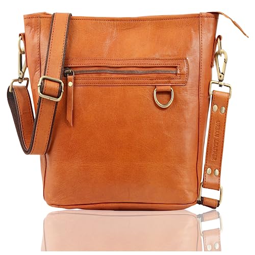 URBAN LEATHER 11 Zoll große Crossbody-Taschen Geldbörsen für Damen und Mädchen, Vintage-Braun,schmale Damen-Umhängetasche Geldbörse Handtasche, Sling-Crossover-Handtaschen für Sie, abnehmbarer Riemen von URBAN LEATHER