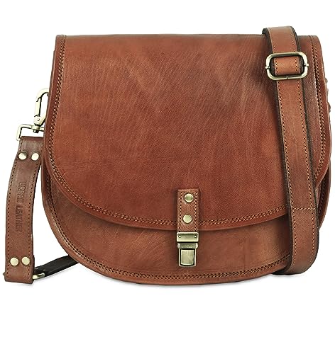 URBAN LEATHER Damen Crossbody Schulter Satteltasche Handtasche Geldbörse Echtes Leder Frauen Boho Hippie Satchel Taschen Handmade Vintage Reise Crossbody Sling Wallet für Damen, braun von URBAN LEATHER