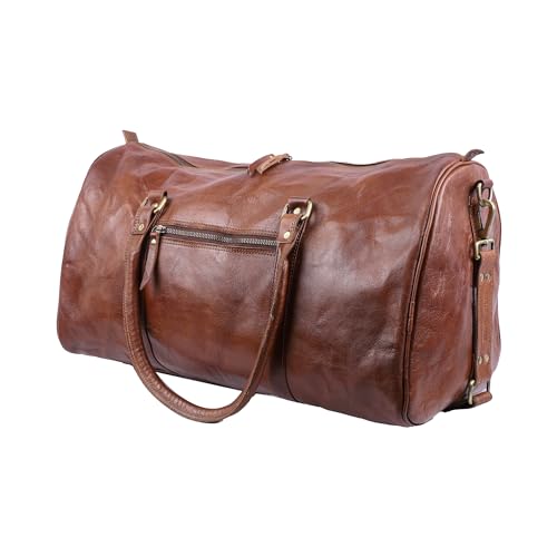 Urban Leather 20-Zoll-Reisetasche aus echtem Leder im Vintage-Stil für Damen und Herren, Handgepäck, Kleidergepäck, Seesäcke, großer Sport- und Wochenendrucksack Über Nacht handgemachte braune Tasche von URBAN LEATHER