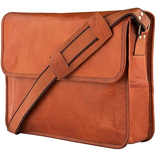 Urban Leder Messenger Bag für Männer Frauen Vintage Satchel Laptop Computer Aktentasche Taschen für College University Büchertasche, groß 38 cm von URBAN LEATHER