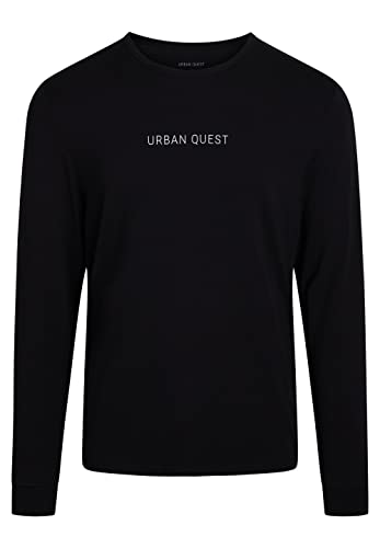 URBAN QUEST Men's O-Neck Herren Viskose (Bambus), Baumwolle (Bio) Und Elastan I Marine S/XXL T-Shirt, Black, XL von URBAN QUEST