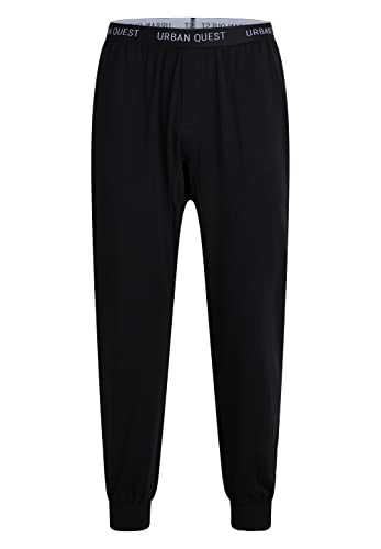 URBAN QUEST Men's Sweat Pant Herren I Jogginghose Viskose, Baumwolle Und Elastan I Schwarz Trainingshose S/XXL Sweatpants, Black, L von URBAN QUEST