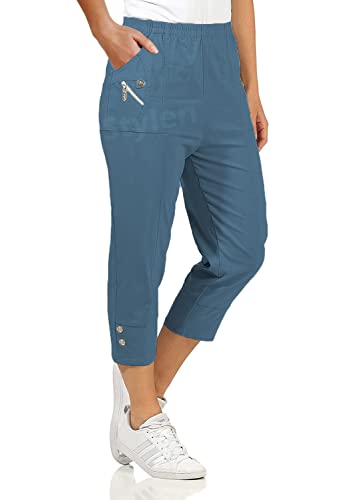 URBAN STITCH Caprihose für Damen, Dreiviertelhose, weich, 3/4, kurze Hose, Stretch, Schlupfhose, elastischer Bund, Übergröße, Sommershorts, indigo, 50 von URBAN STITCH