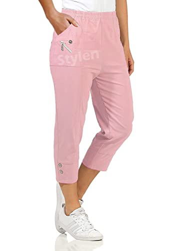 URBAN STITCH Caprihose für Damen, Dreiviertelhose, weich, 3/4, kurze Hose, Stretch, Schlupfhose, elastischer Bund, Übergröße, Sommershorts, rosa - dusty pink, 38 von URBAN STITCH