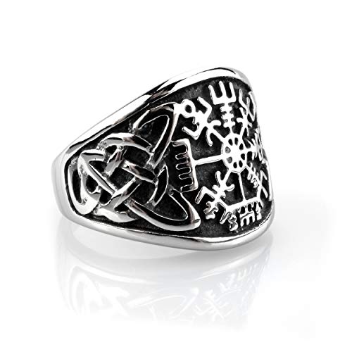 Edelstahl Ring Vegvisir mit Keltischen Knoten - Silber von URBANTIMBER