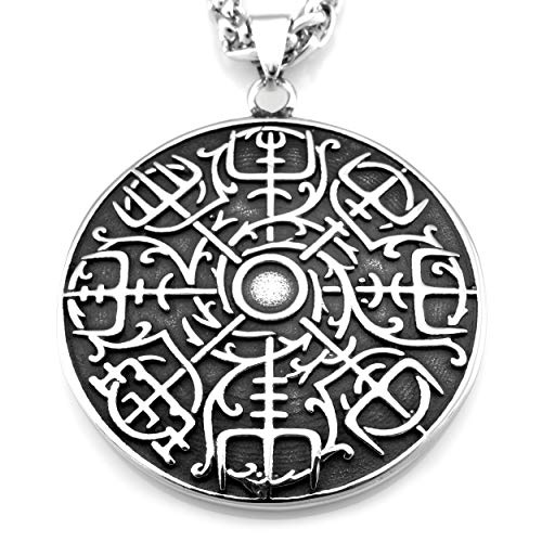 URBANTIMBER Edelstahl Halskette Vegvisir mit keltischen Knoten von URBANTIMBER