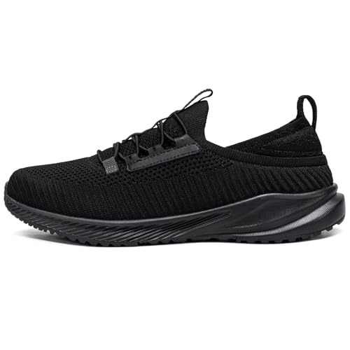 URDAR Laufschuhe Herren Sneaker Sportschuhe Turnschuhe Slip Auf Atmungsaktiv Innen Außen Freizeit Straßenlaufschuhe Fitness Jogging Schlüpfen(Schwarz,42.5 EU) von URDAR