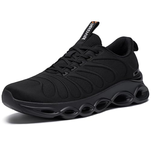 URDAR Sneaker Herren Sportschuhe Laufschuhe Walkingschuhe Turnschuhe Fashion Atmungsaktiv Leichte Freizeit Fitness Jogging(Schwarz,48EU) von URDAR