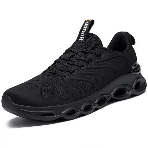 URDAR Sneaker Herren Sportschuhe Laufschuhe Walkingschuhe Turnschuhe Fashion Atmungsaktiv Leichte Freizeit Fitness Jogging(Schwarz Weit,39.5EU) von URDAR
