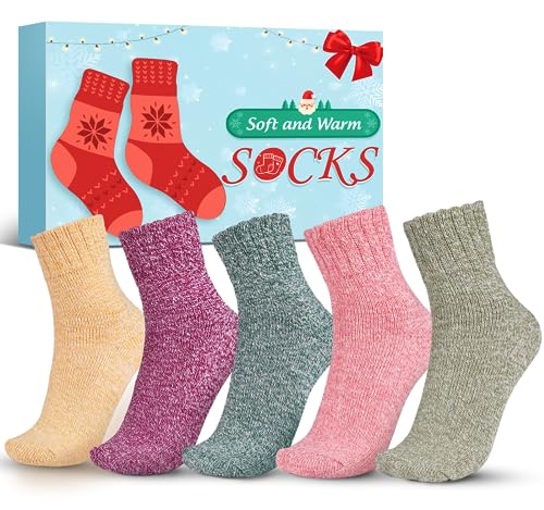 Thermosocken Socken Damen Weihnachtsgeschenke für Frauen - Wintersocken Damen Wärmesocken Warme Socken Damen 39-42, Kleine Wichtelgeschenk Geschenke für Frauen Freundin Geschenkideen Weihnachten 2023 von URECOVER