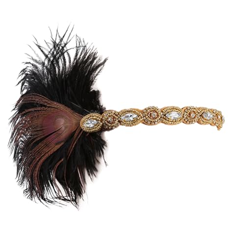 20er-Jahre-Feder-Stirnband Feder-Stirnband Fascinator-Stirnband Flapper-Stirnband 20er-Jahre-Haarschmuck mit Strass-Kristallperlen Perlen-Stirnband im Stil der 1920er-Jahre von URFEDA