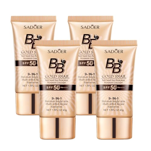 4pcs Gold Snail BB Cream, Make Up BB Creme SPF 50+ Sunscreen Concealer BB Cream Feuchtigkeitsspendendes Aufhellende Getönte Tagescreme Tinted Hydrator SUN Sonnencreme fürs Gesicht LSF 50 von URFEDA