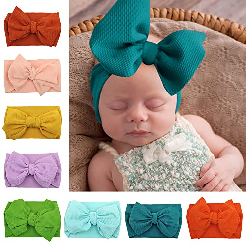 8 Stück Baby Stirnbänder Baby Stirnband niedliche weiche elastische Schleifen Stirnbänder Kinder Turban Stirnband für Babys Neugeborene Kleinkinder Kinder Fotografie Party Requisiten von URFEDA