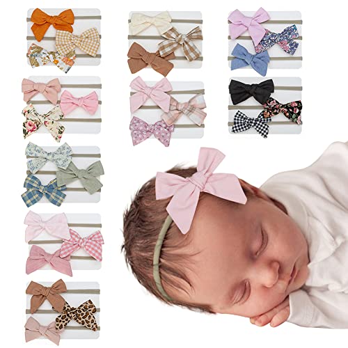 9 Stück Baby Stirnbänder Baby Stirnband niedliches Nylon weich elastisch mit Schleife Kinder Turban Stirnband für Neugeborene Kleinkinder Kinder Fotografie Party Requisiten von URFEDA