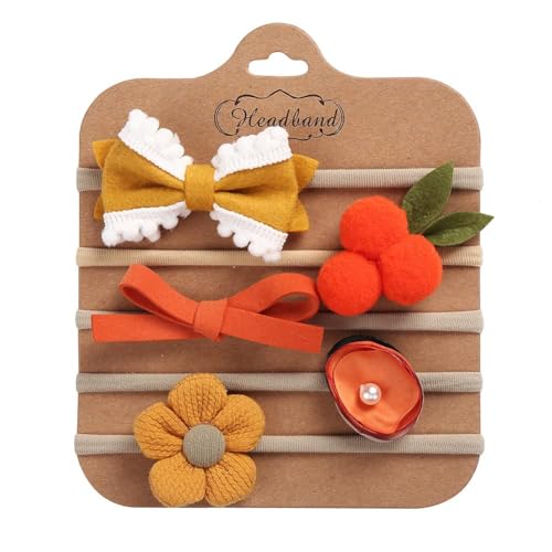 Baby Mädchen Stirnband Kinder Haarband 5 Stück Baby Bogen Haarbänder Mode Haarschmuck Blumen Headband Elastisches Haarband Schleifen Haarschmuck für Neugeborene Kleinkinder Fotografie Prop von URFEDA