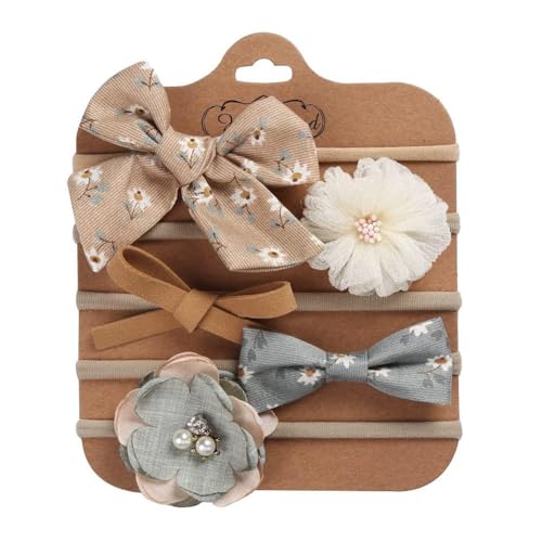 Baby Mädchen Stirnband Kinder Haarband 5 Stück Baby Bogen Haarbänder Mode Haarschmuck Blumen Headband Elastisches Haarband Schleifen Haarschmuck für Neugeborene Kleinkinder Fotografie Prop von URFEDA