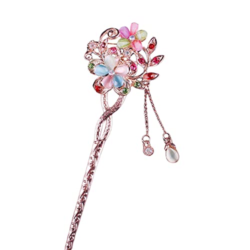 Chinesischer Haarstab Metall Vintage Haarstäbchen mit Quaste Elegant Glänzend Strass Haarschmuck Haarstyling Zubehör Chinesischer Stil Haarstäbchen für Dekoratives Haar Feste Frisur für Frauen Mädchen von URFEDA