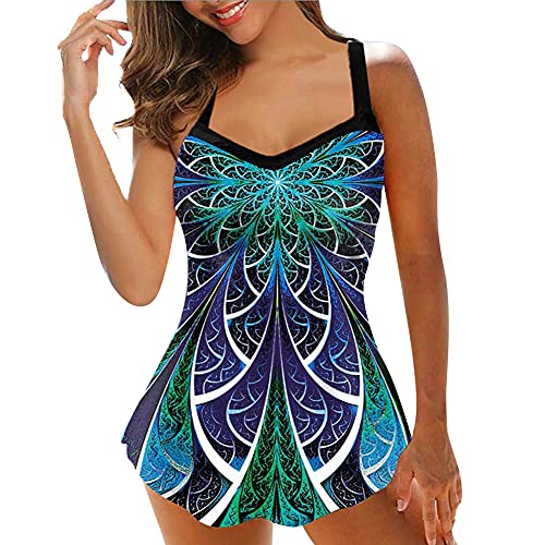 Damen Badeanzug One Piece Swimsuit, Damen große größen Plus Size Badeanzug Damen Bikini Set, Einteiliger Badeanzug bademode Push up Bademode Swimsuit Damen Schwimmanzug für Sommerstrände Grün/2XL von URFEDA