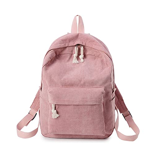 Freizeitrucksack Mädchen Tagesrucksack, Streifen Cord Schulrucksack Mädchen Teenager, Unisex Rucksack, Damen Schultasche, Schulrucksack, Casual Daypack für Universität Reisen Freizeit Arbeit, Rosa von URFEDA