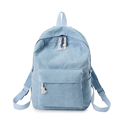 Freizeitrucksack Mädchen Tagesrucksack, Streifen Cord Schulrucksack Mädchen Teenager, Unisex Rucksack, Damen Schultasche, Schulrucksack, Casual Daypack für Universität Reisen Freizeit Arbeit, Blau von URFEDA