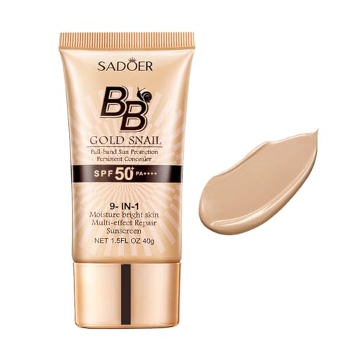 Gold Snail BB Cream, Make Up BB Creme SPF 50+ Sunscreen Concealer BB Cream Feuchtigkeitsspendendes Aufhellende Getönte Tagescreme Tinted Hydrator SUN Sonnencreme fürs Gesicht LSF 50 von URFEDA