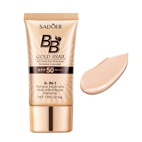 Gold Snail BB Cream, Make Up BB Creme SPF 50+ Sunscreen Concealer BB Cream Feuchtigkeitsspendendes Aufhellende Getönte Tagescreme Tinted Hydrator SUN Sonnencreme fürs Gesicht LSF 50 von URFEDA