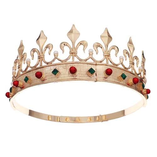 Königskrone Haarschmuck Königliche Königskrone Tiara Herren Metall Tiaras Metall Barock Königskrone für Männer Voller Prinz Krone Cosplay Haarschmuck von URFEDA