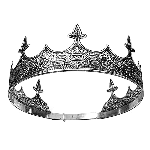 Königskrone Haarschmuck Königliche Königskrone Tiara Herren Metall Tiaras Metall Barock Königskrone für Männer Voller Prinz Krone Cosplay Haarschmuck von URFEDA