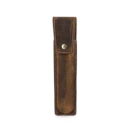 Lederetui Stift-Etui Handgefertigt Vintage Braun Federmäppchen Leder Stifttasche Stiftehalter Kugelschreiber Etui Stiftemappe Unisex Federtasche für Schule & Büro Teen den Schulanfang Geschenk von URFEDA