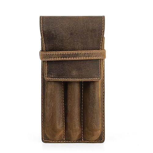 Lederetui Stift-Etui Handgefertigt Vintage Braun Federmäppchen Leder Stifttasche Stiftehalter Kugelschreiber Etui Stiftemappe Unisex Federtasche für Schule & Büro Teen den Schulanfang Geschenk von URFEDA