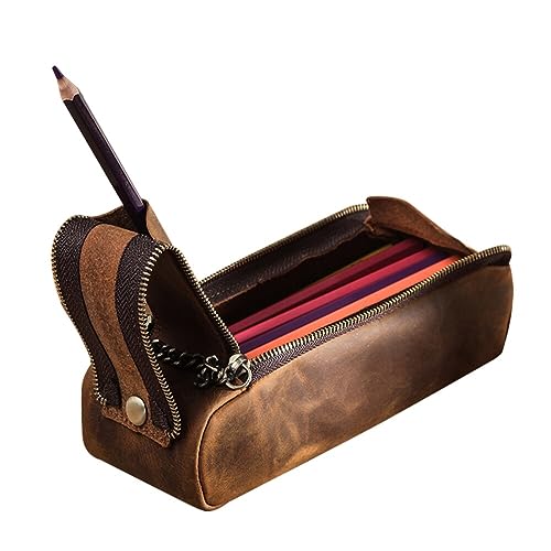 Pencil Case Vintage Leder Federmäppchen Große Kapazität Federmappe Mäppchen Mädchen Federtasche Jungen Stiftetasche Bleistift Beutel Schulmäppchen Unisex für ​Schulsachen Organizer ​Büro & Schule von URFEDA