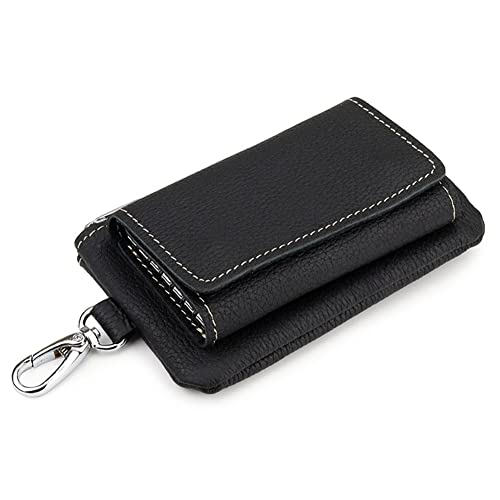 Schlüsseletui Leder Schlüsselmäppchen Retro Schlüsselanhänger Schlüsseltasche mit 6 Haken Druckknopf Und Reißverschluss Autoschlüssel Etui Portemonnaie Geldbörse Schlüssel Anhänger Herren Damen von URFEDA